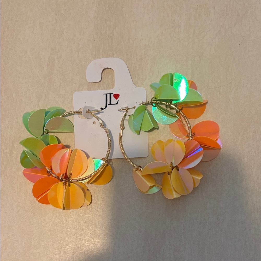 JL Colorful Floral Hoop Earrings